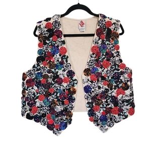Vintage Kevin G Vest One Size  Yo Yo Pathwork Boho Folkart Artsy Festival S,M,L